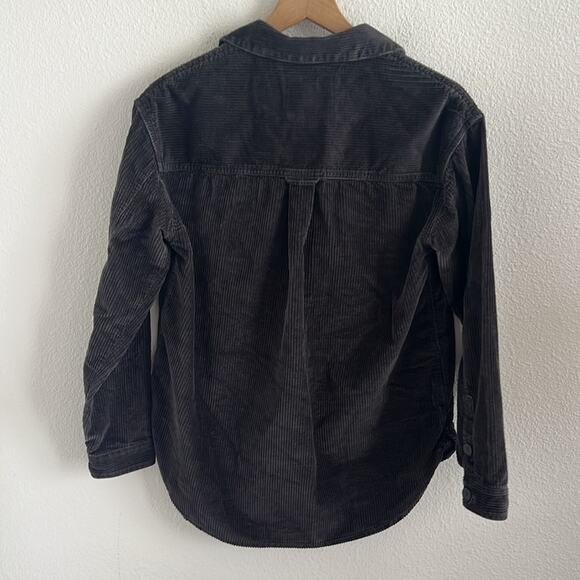 American Eagle Corduroy Shacket Dark Gray Ribbed Front Button Cotton XS - Picture 2 of 7